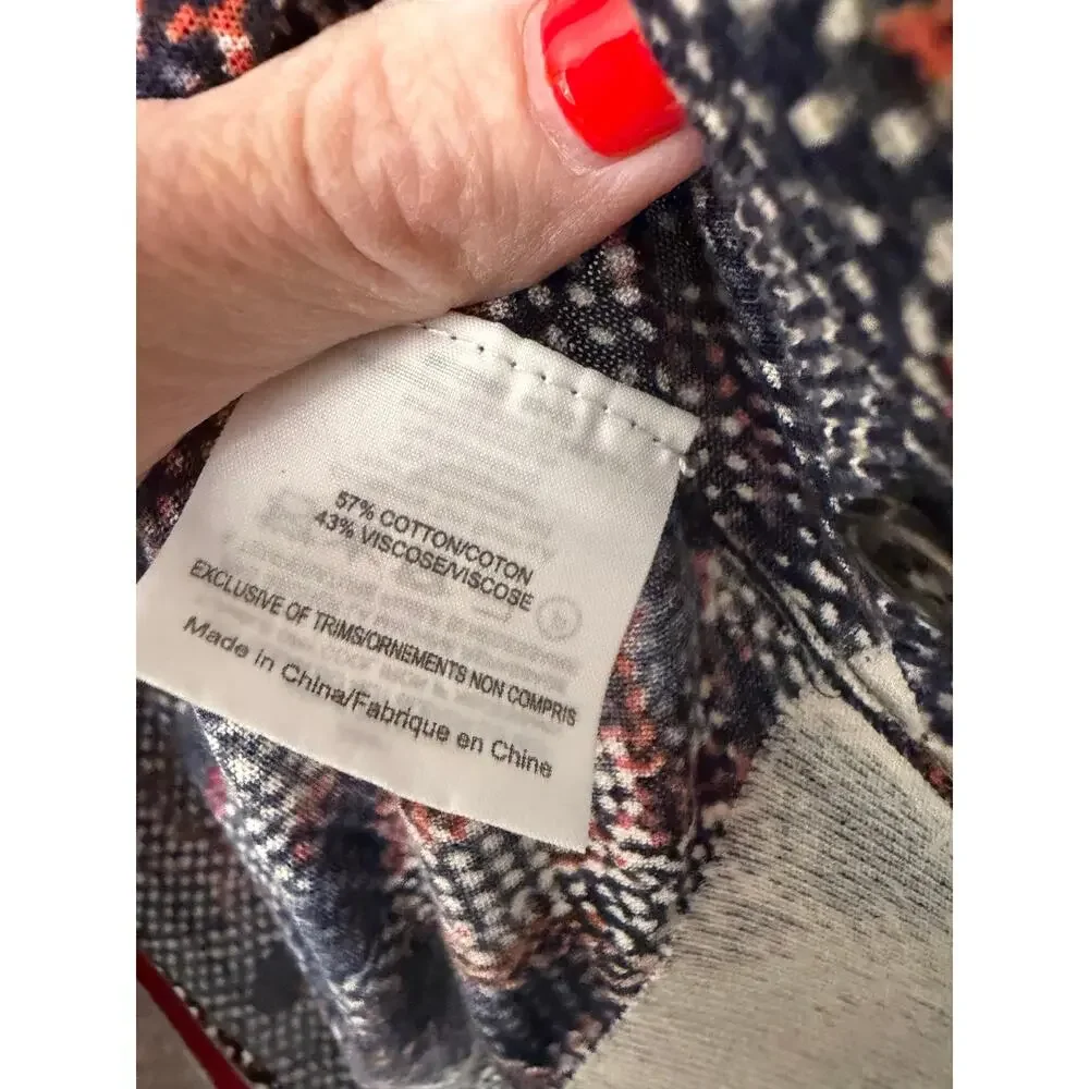 Tory Burch Cardigan navy, red, burnt orange floral print in sz XS
